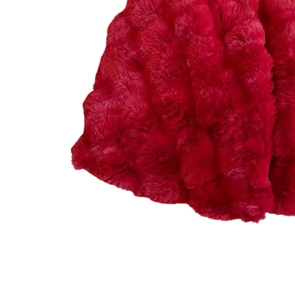 TAHARI Ruby Red Faux Fur Tree Skirt 60